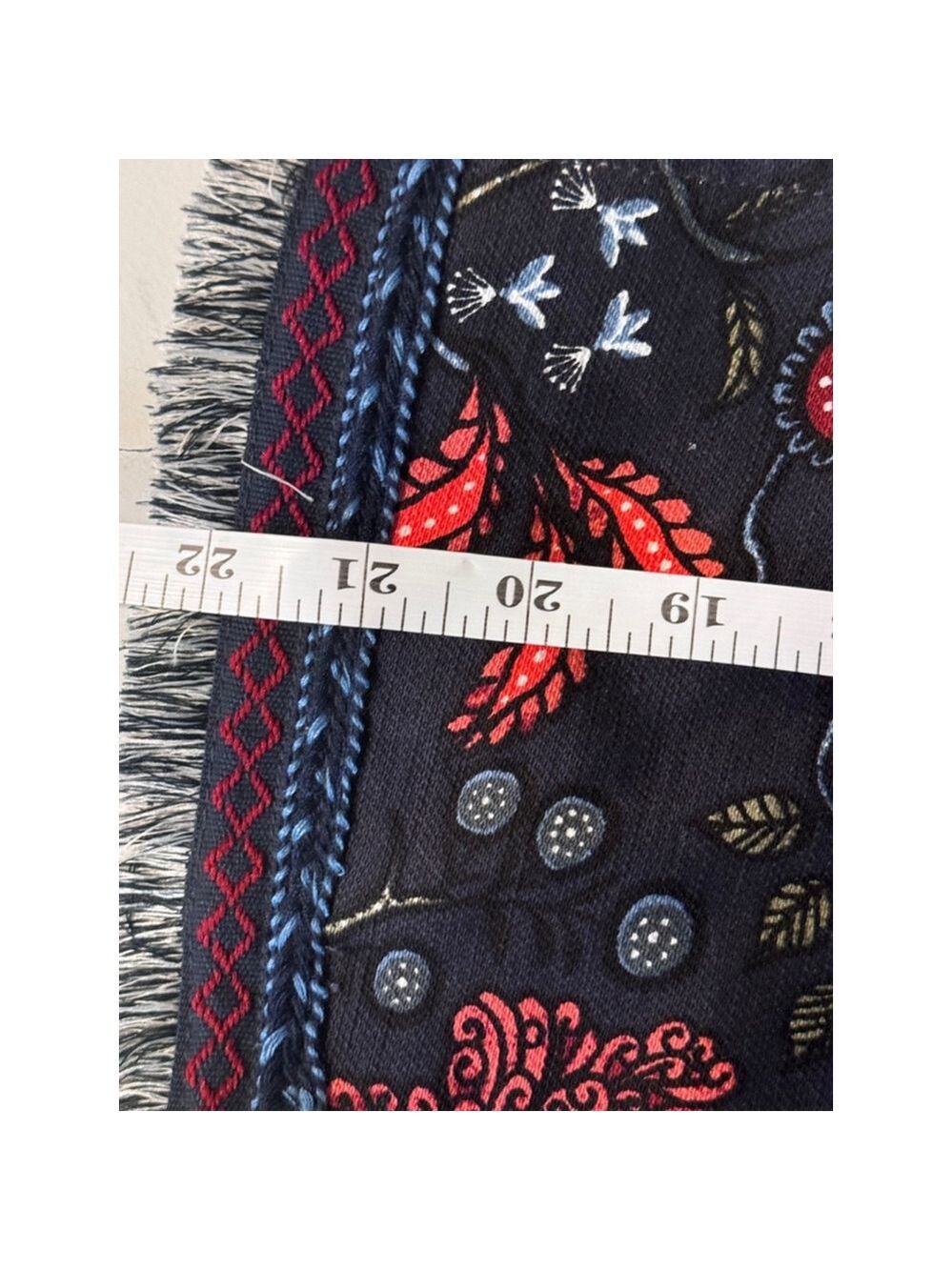 LOFT Primevira Strawberry Embroidered Fringe Open Black Red jacket size 4 - Picture 14 of 16